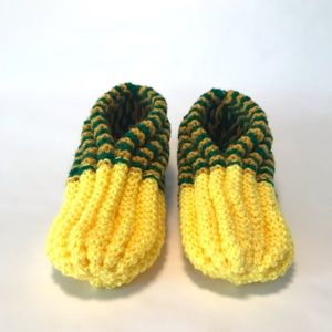 Knitted booties.